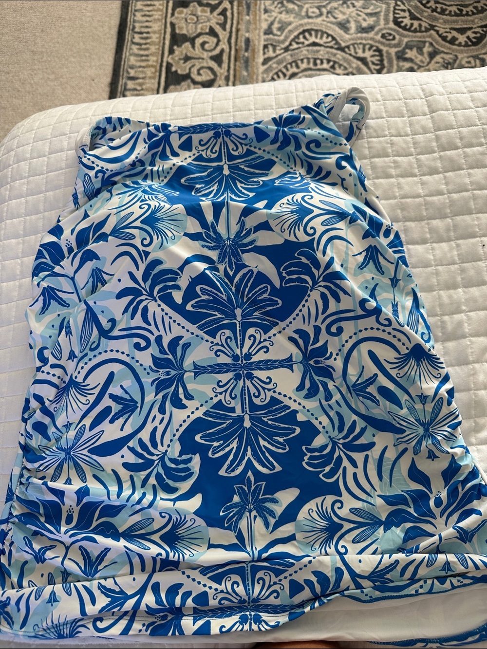 Jantzen Blue and White Floral Swim Top
